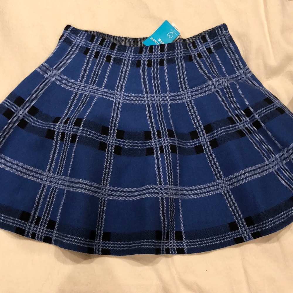 Blue plaid skirt